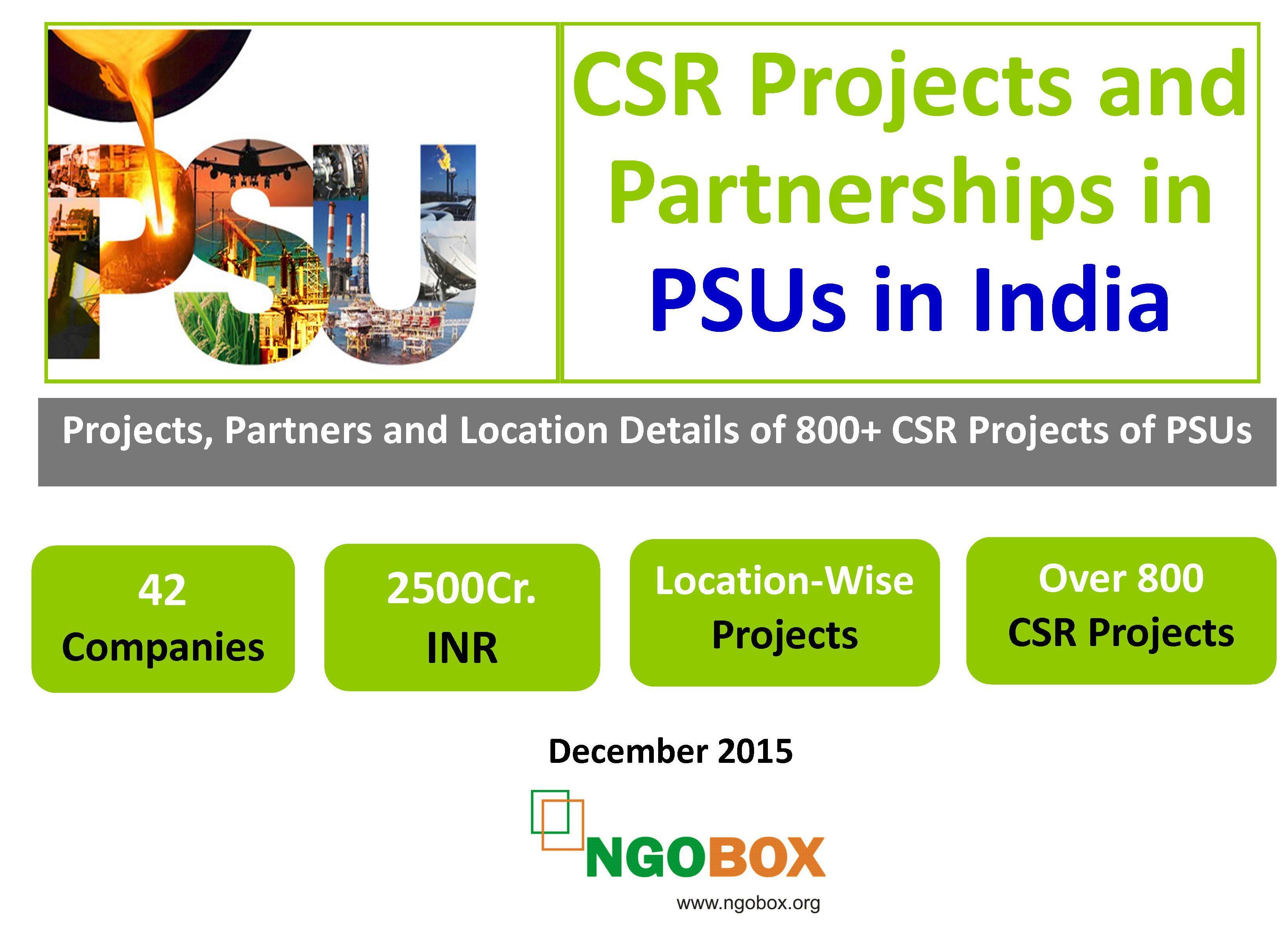 CSR Projects and Partnerships in  PSUs in India